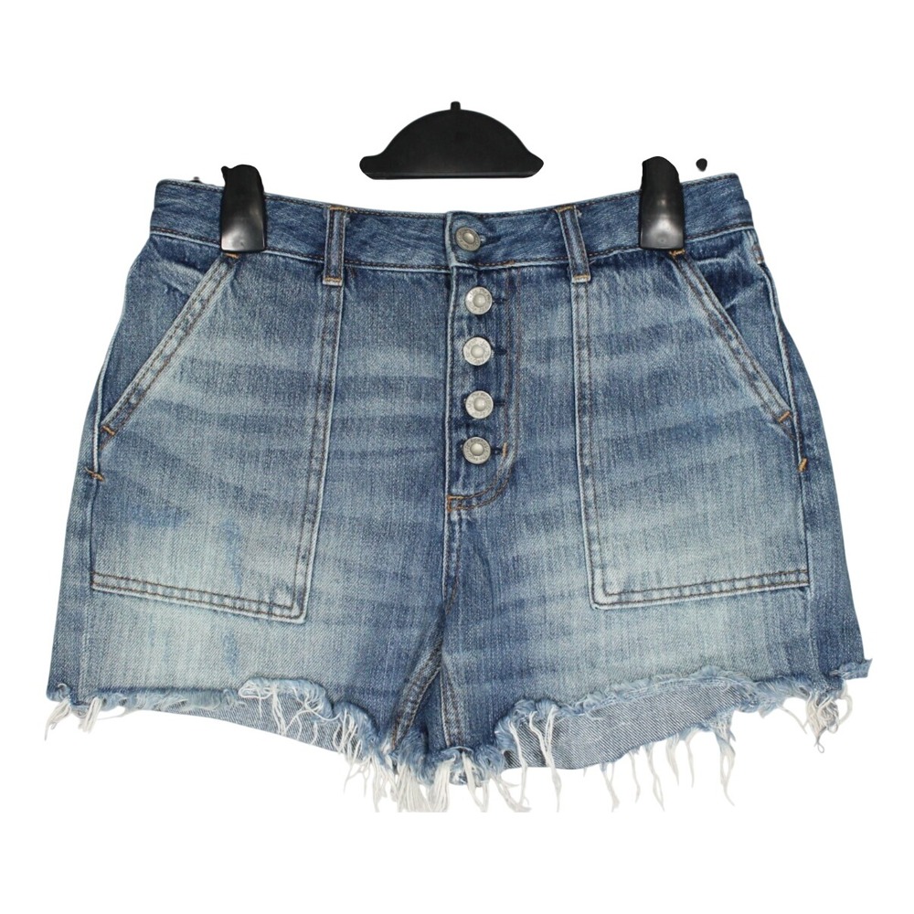 FREE PEOPLE Denim JESSE CARPENTER Cut-Off Frayed BUTTON-FLY Jeans Shorts Sz 26
